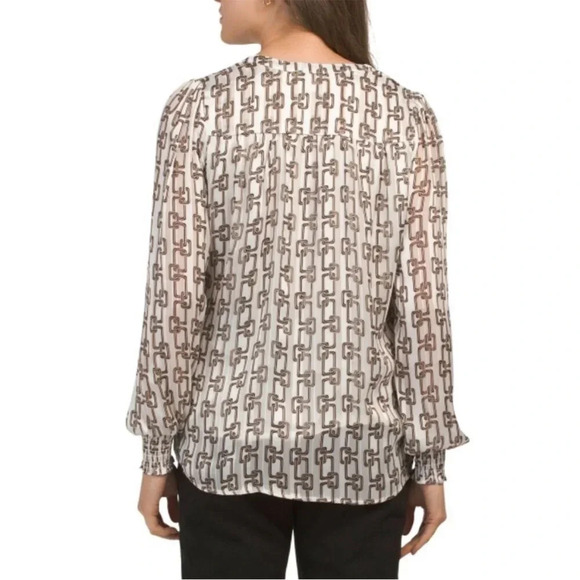 HAVER + BLAIR ivory/beige/black chain blouse size :XS - Picture 2 of 8